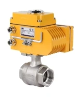 Кран шаровой DN.ru BV3232P(2pc)-FP-T-ISO-H Ду65 Ру40 полнопроходной двухходовой, нержавеющая сталь 316, внутренняя резьба, уплотнение - PTFE, с электроприводом четвертьоборотным QT-N-010EM-O1-220VAC-У1