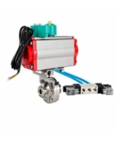 Затвор дисковый поворотный DN.ru WBV3131S-2W-C-H Ду100 Ру10 кламповый, корпус - пищевая нержавеющая сталь 304, уплотнение - Silicon, с пневмоприводом PA-SA-083, пневмораспределителем 4V320-08 AC220V и магнитным переключателем ALS200D