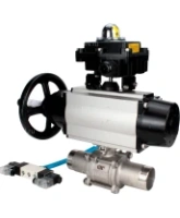 Кран шаровой DN.ru BV3232P(3pc)-FP-W-ISO-H LONG Ду80 Ру25, полнопроходной, трехсоставной, нержавеющая сталь 316, уплотнение - PTFE, под приварку, с пневмоприводом PA-DA-105-1, с пневмораспределителем 4V320-08 AC220V, БКВ APL-410N Ex