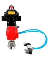 Кран шаровой DN.ru BV3232P(2pc)-FP-T-ISO-H Ду100 Ру40 полнопроходной, внутренняя резьба, нержавеющая сталь 316, уплотнение - PTFE, с пневмоприводом PA-SA-130, пневмораспределителем 4V320-08 AC220V, БКВ APL-410N EX