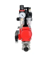 Кран шаровой DN.ru BV3232P(3pc)-FP-W-ISO-H LONG Ду32 Ру40 полнопроходной, корпус - нержавеющая сталь 316, уплотнение - PTFE, под приварку, с пневмоприводом DN.ru PA-SA-083, пневмораспределителем 4M310-08 AC220V, БКВ APL-210N и БПВ AFC2000