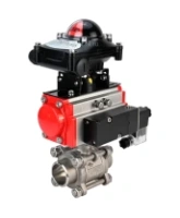 Кран шаровой DN.ru BV3232P(3pc)-FP-W-ISO-H Ду65 Ру25, полнопроходной под приварку, нержавеющая сталь SS316, уплотнение - PTFE, с пневмоприводом PA-DA-083 двойного действия, с пневмораспределителем 4M310-08 220В NAMUR, с БКВ APL-210N