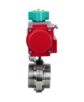 Затвор дисковый поворотный DN.ru WBV3131S-2W-T-H Ду40 Ру10 резьбовой, пищевая нержавеющая сталь 304, уплотнение - Silicon, с пневмоприводом PA-DA-052 и магнитным переключателем ALS200D