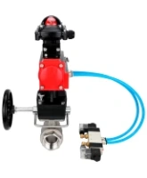Кран шаровой DN.ru BV3232P(2pc)-FP-T-ISO-H Ду100 Ру40 полнопроходной, внутренняя резьба, нержавеющая сталь 316, уплотнение - PTFE, с пневмоприводом PA-DA-083, пневмораспределителем 4V320-08 AC220V, БКВ APL-210N, ручным дублером MON2-450-T28-ISO