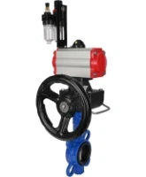 Затвор дисковый поворотный DN.ru WBV1132N-2W-Fb-H Ду125 Ру16, корпус - чугун GG25, диск - нержавеющая сталь 316L, уплотнение - NBR, с пневмоприводом PA-DA-105, пневмораспределителем 4M310-08 AC220V, ручным дублером MON3-700-T38-ISO, БПВ AFC2000