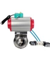 Затвор дисковый поворотный кламповый DN.ru WBV3131S-2W-C-H Ду40 Ру10 корпус - пищевая нержавеющая сталь 304, уплотнение - Silicon, с пневмоприводом PA-DA-052, пневмораспределителем 4V320-08 AC220V и магнитным переключателем ALS200D