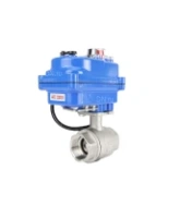 Кран шаровой DN.ru BV3232P(2pc)-FP-T-ISO-H Ду10 Ру63 полнопроходной двухходовой, нержавеющая сталь 316, внутренняя резьба, уплотнение - PTFE, с электроприводом четвертьоборотным QT-N-003EM-O1-220VAC-У1 blue
