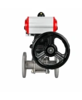 Кран шаровой DN.ru BV3131P(3pc)-FP-F-ISO-H Ду100 Ру16 полнопроходной, фланцевый, корпус - нержавеющая сталь 304, PTFE, 22х22, WDVF, с пневмоприводом PA-DA-105, пневмораспределителем 4M320-08 AC220V и ручным дублером MON3-700-T38-ISO