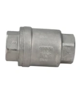 Клапан обратный DN.ru VCS3232P-T 3/4″ Ду20 Ру16 резьбовой, пружинный, корпус - нержавеющая сталь 316, диск - нержавеющая сталь 316, уплотнение - PTFE