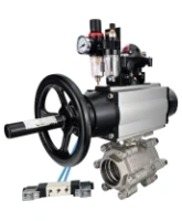 Кран шаровой DN.ru BV3232P(3pc)-FP-SW-ISO-H Ду100 Ру63 полнопроходной, корпус - нержавеющая сталь SS316, под приварку, с пневмоприводом PA-DA-105-1, пневмораспределителем 4V320-08 AC220V, БКВ APL-210N, БПВ AFC2000