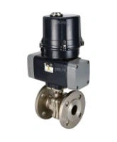 Кран шаровой DN.ru BV3232P(2pc)-FP-F-ISO-H Ду100 Ру16 полнопроходной, фланцевый, корпус - нержавеющая сталь SS316, уплотнение - PTFE, с электроприводом четвертьоборотным DN.ru QTSA-N-014EM-O0-220VAC с пружинным возвратом