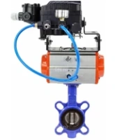 Затвор дисковый поворотный DN.ru WBV1132N-2W-Fb-H Ду125 Ру16, корпус - чугун GG25, диск - нержавеющая сталь 316L, уплотнение - NBR, с пневмоприводом DN.ru PA-SA-140 и с электропневматическим поворотным позиционером YT-1000RSN с обратной связью