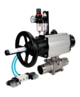 Кран шаровой DN.ru BV3232P(3pc)-FP-W-ISO-H LONG Ду80 Ру25, полнопроходной, трехсоставной, нержавеющая сталь 316, уплотнение - PTFE, под приварку, с пневмоприводом PA-DA-105-1, с пневмораспределителем 4V320-08 AC220V, БПВ AFC2000