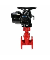 Задвижка клиновая 30ч939р DN.ru GVWN1414E-2W-F Ду125 Ру10/16, фланцевая, корпус - чугун GGG50, уплотнение - EPDM, c ОСТ-фланцем тип А и невыдвижным штоком, цвет - красный, с электроприводом многооборотным DN.ru MT-N-010M-O2-220VAC-У1 пятикулачковым