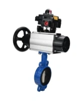 Затвор дисковый поворотный DN.ru WBV1413E-2W-Fb-H Ду150 Ру16, корпус - чугун GGG50, диск - чугун GGG40, уплотнение - EPDM, с пневмоприводом DN.ru PA-DA-105-1 двойного действия, с БКВ APL-410N EX