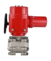 Кран шаровой DN.ru BV3232P(3pc)-FP-SW-ISO-H Ду80 Ру63 полнопроходной, корпус - нержавеющая сталь SS316, под приварку, с электроприводом взрывозащищенным DN.ru QT-EX-015M-O2-380VAC-У1 с моментной муфтой и штурвалом