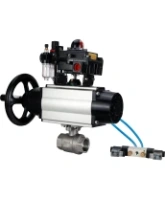 Кран шаровой DN.ru BV3232P(2pc)-FP-T-ISO-H Ду80 Ру40, полнопроходной, внутренняя резьба, нержавеющая сталь SS316, PTFE, с пневмоприводом PA-DA-105-1 двойного действия, с пневмораспределителем 4V320-08 AC220V, с БКВ APL-410N EX, с БПВ AFC2000