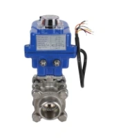 Кран шаровой DN.ru BV3232P(3pc)-FP-W-ISO-H Ду20 Ру63 полнопроходной двухходовой, нержавеющая сталь SS316, под приварку, уплотнение - PTFE, с 1/4-оборотным электроприводом DN.ru QT-N-003EM-O1-12VDC-У1 blue