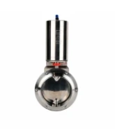 Затвор дисковый поворотный DN.ru WBV3131E-2W-W-H Ду125 Ру10, пищевая нержавеющая сталь 304, уплотнение - EPDM, под приварку, с пневмоприводом DN.ru PA-DA-108 двойного действия
