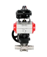 Кран шаровой DN.ru BV3232P(3pc)-FP-W-ISO-H LONG Ду50 Ру40 полнопроходной, корпус - нержавеющая сталь 316, уплотнение - PTFE, под приварку, с пневмоприводом DN.ru PA-DA-083, редуктором DN.ru MON2-450-T28-ISO и БКВ APL-410N EX