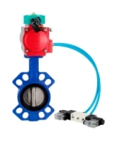 Затвор дисковый поворотный DN.ru WBV1432E-2W-Fb-H Ду100 Ру16 корпус - чугун GGG50, диск - нержавеющая сталь 316L, уплотнение - EPDM, с пневмоприводом PA-DA-083, пневмораспределителем 4V320-08 AC220V и магнитным переключателем ALS200D