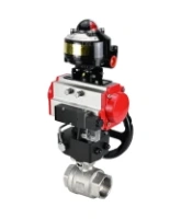 Кран шаровой DN.ru BV3232P(2pc)-FP-T-ISO-H 2 1/2″ Ду65 Ру40 полнопроходной двухходовой, нержавеющая сталь SS316, внутренняя резьба, PTFE, с пн.приводом DN.ru PA-DA-083 пн.распределителем 4M310-08 AC220V ручным дублером MON2-450-T28-ISO БКВ APL-510N-EX