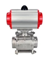 Кран шаровой DN.ru BV3232P(3pc)-FP-W-ISO-H WDVF Ду15 Ру63 полнопроходной, трехсоставной, корпус - нержавеющая сталь 316, уплотнение - PTFE, под приварку, с пневмоприводом PA-SA-065