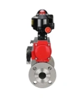 Кран шаровой DN.ru BV3131P(3pc)-FP-F-ISO-H Ду15 Ру40 фланцевый, полнопроходной, трехсоставной, корпус - нержавеющая сталь SS304, уплотнение - PTFE, с пн.приводом DN.ru PA-DA-052 пн.распределителем 4M310-08 AC220V и БКВ APL-510N-EX