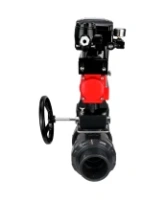 Кран шаровой DN.ru BV4242E-FP-GRM-ISO Дн65 Ру10 полнопроходной, корпус - НПВХ, шар - НПВХ, уплотнение - EPDM, с пневмоприводом PA-DA-065, ручным дублером MON1-250-T26-ISO и пневмопозиционером YT-1000RSN без обратной связи