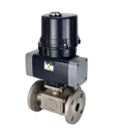 Кран шаровой DN.ru BV3232P(4pc)-FP-3WL-F-ISO-H Ду50 Ру16 полнопроходной трехходовой, фланцевый, корпус - нержавеющая сталь SS316, уплотнение - PTFE, с электроприводом четвертьоборотным DN.ru QTSA-N-005EM-O0-220VAC с пружинным возвратом