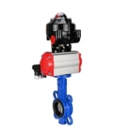 Затвор дисковый поворотный DN.ru WBV1132N-2W-Fb-H Ду125 Ру16, корпус - чугун GG25, диск - нержавеющая сталь 316L, уплотнение - NBR, с пневмоприводом DN.ru PA-DA-105 двойного действия, пневмораспределителем 4M310-08 AC220V, БКВ APL-510N-EX