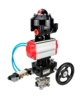 Кран шаровой DN.ru BV3232P(3pc)-FP-W-ISO-H Ду65 Ру25 под приварку, полнопроходной, корпус - нерж.сталь SS316, уплотнение - PTFE, с пн.приводом DN.ru PA-DA-083 пн.распределителем 4V320-08 AC220V редуктором MON2-450-T28-ISO БКВ APL-510N-EX