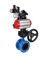 Затвор дисковый поворотный DN.ru WBV1313E-2W-F-H Ду100 Ру16 фланцевый, корпус - чугун GGG40, диск - чугун GGG40, EPDM, с пневмоприводом DN.ru PA-DA-105, пневмораспределителем 4M310-08 DC24V, БКВ APL-210N, ручным дублером MON1-250-T26-ISO и БПВ AFC2000