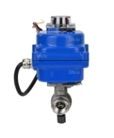 Кран шаровой DN.ru BV3232P(2pc)-FP-T-ISO-H Ду20 Ру63 полнопроходной двухходовой, нержавеющая сталь 316, внутренняя резьба, уплотнение - PTFE, с электроприводом четвертьоборотным QT-N-003EM-O1-24VDC-У1 blue