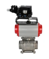 Кран шаровой DN.ru BV3232P(3pc)-FP-W-ISO-H Ду65 Ру25, полнопроходной под приварку, нержавеющая сталь SS316, уплотнение - PTFE, с пневмоприводом PA-DA-083 двойного действия и с электропневматическим поворотным позиционером YT-1000RSN без обратной связи