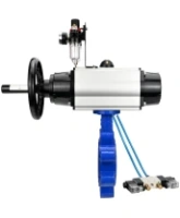 Затвор дисковый поворотный DN.ru WBV1631E-2W-Fb-H Ду125 Ру16 LUG корпус - чугун QT450, диск - нержавеющая сталь 304, уплотнение - EPDM, с пневмоприводом DN.ru PA-DA-105-1, пневмораспределителем 4V320-08 AC220V и БПВ AFC2000