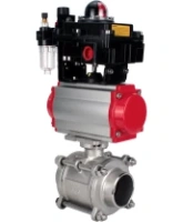 Кран шаровой DN.ru BV3232P(3pc)-FP-W-ISO-H WDVF Ду15 Ру63 полнопроходной, трехсоставной, корпус - нержавеющая сталь 316, уплотнение - PTFE, под приварку, с пневмоприводом PA-SA-065, пневмораспределителем 4M310-08 AC220V, БКВ APL-410N EX, БПВ AFC2000