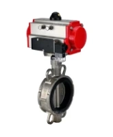 Затвор дисковый поворотный DN.ru WBV3232V-2W-Fb-H Ду200 Ру16, корпус - нержавеющая сталь 316L, диск - нержавеющая сталь 316L, уплотнение - Viton, с пневмоприводом PA-DA-130 двойного действия, пневмораспределителем 4M310-08 AC220V