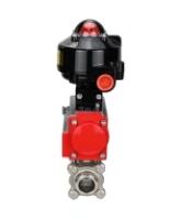 Кран шаровой DN.ru BV3232P(3pc)-FP-W-ISO-H Ду25 Ру63 полнопроходной двухходовой, нержавеющая сталь SS316, под приварку, уплотнение - PTFE, с пневмоприводом DN.ru PA-DA-52 и БКВ APL-510N-EX