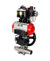 Кран шаровой DN.ru BV3232P(3pc)-FP-W-ISO-H LONG Ду50 Ру40 полнопроход., корпус - нерж.сталь 316, уплотнение - PTFE, под приварку, пн.привод PA-DA-083, пн.распределитель 4M310-08 AC220V, ручной дублер MON2-450-T28-ISO, БКВ APL-510N EX и БПВ AFC2000
