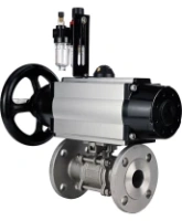 Кран шаровой DN.ru BV3131P(3pc)-FP-F-ISO-H Ду100 Ру16 полнопроходной трехсоставной, фланцевый, нержавеющая сталь 304, уплотнение - PTFE, 22х22, F10, WDVF, с пневмоприводом DN.ru PA-DA-105-1, пневмораспределителем 4M310-08 AC220V и БПВ AFC2000