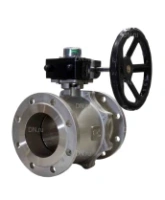 Кран шаровой DN.ru BV3232P(2pc)-FP-F-ISO-H Ду50 Ру40 полнопроходной двухходовой, нержавеющая сталь, фланцевый, уплотнение - PTFE, с ISO-фланцем и редуктором DN.ru HGB RQN1-180Z с индикатором положения