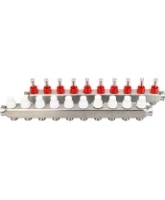 Коллекторная группа DN.ru GC1-31-10 1″ Ду25 Ру10 отводов — 10, в сборе с расходомерами и терморегулирующими клапанами, без переходников, корпус - нержавеющая сталь AISI 304