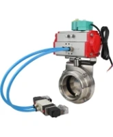 Затвор дисковый поворотный DN.ru WBV3131E-2W-T-H Ду50 Ру10 резьбовой, корпус - пищевая нержавеющая сталь 304, уплотнение - EPDM, с пневмоприводом PA-SA-065, пневмораспределителем 4V320-08 AC220V и магнитным переключателем ALS200D