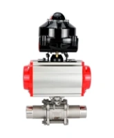 Кран шаровой DN.ru BV3131P(3pc)-FP-W-ISO-H LONG Ду100 Ру16 полнопроходной, корпус - нержавеющая сталь 304, уплотнение - PTFE, под приварку, с пневмоприводом DN.ru PA-DA-105 и БКВ APL-510N EX