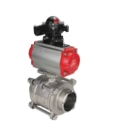 Кран шаровой DN.ru BV3232P(3pc)-FP-W-ISO-H Ду25 Ру63 полнопроходной двухходовой, нержавеющая сталь SS316, под приварку, уплотнение - PTFE, с пневмоприводом DN.ru PA-DA-52 и блоком концевых выключателей APL-210N