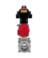 Кран шаровой DN.ru BV3232P(3pc)-FP-W-ISO-H WDVF Ду40 Ру40 полнопроходной, трехсоставной, корпус - нержавеющая сталь 316, уплотнение - PTFE, под приварку, с пневмоприводом PA-SA-105, БКВ APL-410N EX