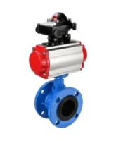 Затвор дисковый поворотный DN.ru WBV1313E-2W-F-H Ду100 Ру16 фланцевый, корпус - чугун GGG40, диск - чугун GGG40, уплотнение - EPDM, с пневмоприводом DN.ru PA-DA-105 и БКВ DN.ru APL-210N