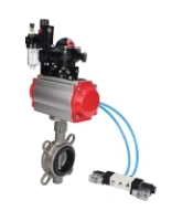 Затвор дисковый поворотный DN.ru WBV3131N-2W-Fb-H Ду65 Ру16, корпус - нержавеющая сталь 304, диск - нержавеющая сталь 304, уплотнение - NBR, с пневмоприводом DN.ru DN.ru PA-SA-105, пневмораспределителем 4V320-08 AC220V, БКВ APL-210N и БПВ AFC2000