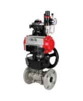 Кран шаровой DN.ru BV3131P(3pc)-FP-F-ISO-H Ду15 Ру40 полнопроходной двухходовой, нержавеющая сталь, фланцевый, PTFE, с пневмоприводом PA-DA-052, с пн.распределителем 4M310-08 AC220V, с БКВ APL-210N, с ручным дублером MON1-250-T26-ISO, с БПВ AFC2000
